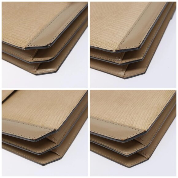 SAINT LAURENT Embossing Shoulder Bag Leather Beige Gold Auth 137993 - Picture 14 of 16